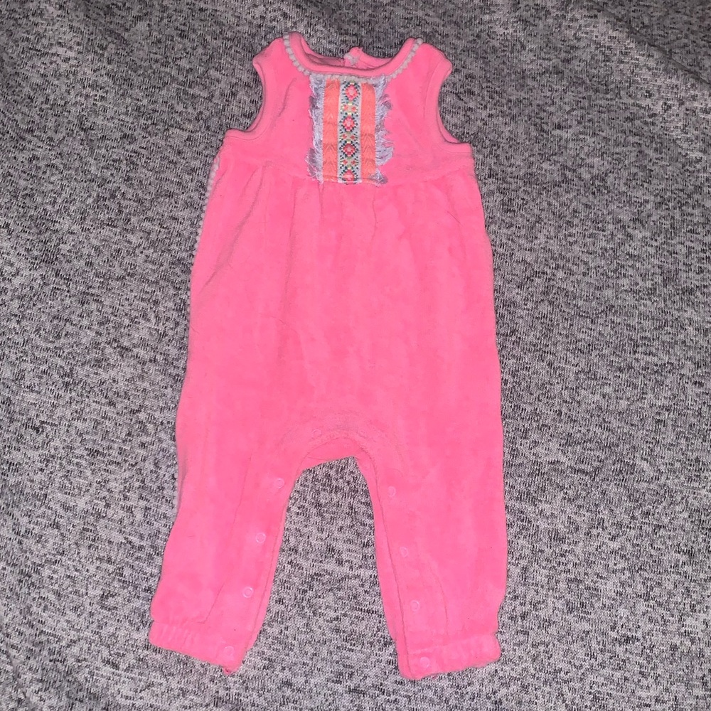 3-6 month girl romper onzie pink tribal print